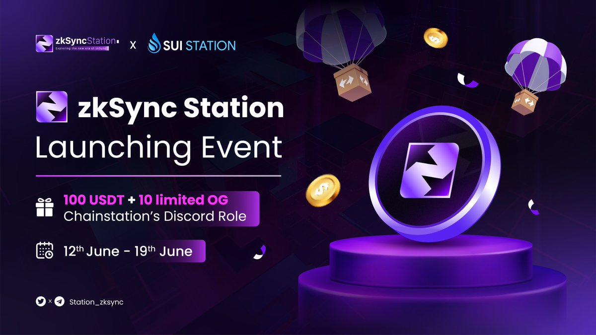 zkSync Station - Launching Event Giveaway😍

To celebrate the official launch of <a href="/Station_zksync/">zkSync Station ∎</a>, we are honored to partner with them to co-host this special campaign 💯

▶️ Claim your #OAT here:
galxe.com/suistation/cam…

OAT holders will be eligible to receive👇
1️⃣ 100 $USDT