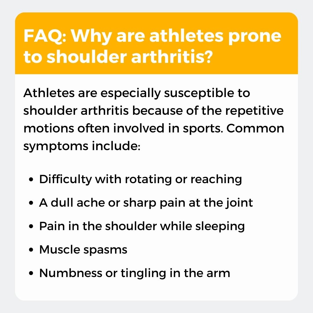 Are you an athlete dealing with #shoulderarthritis? Get relief & stay in the game with help from the pros at SMJRS! ow.ly/l01850OCm3X