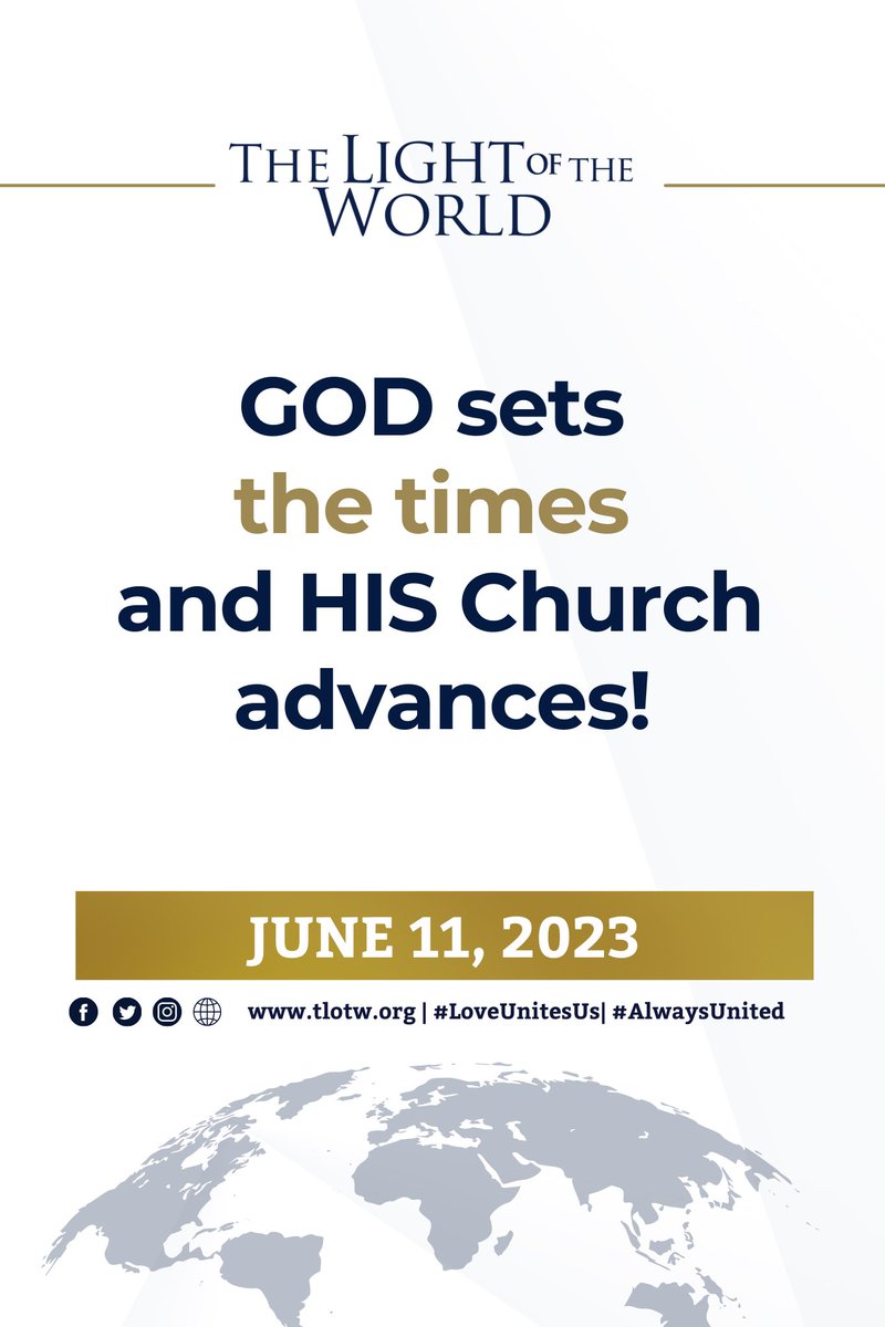 Apostolic Letter - June 11, 2023

God sets the times and HIS Church advances!

Steadfast; in Unity; at Your side.
#LoveUnitesUs | #AlwaysUnited | #TLOTW