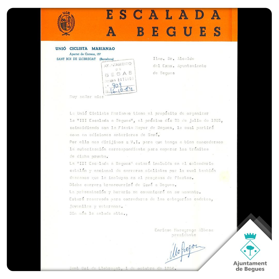 ajbegues's tweet photo. L'Arxiu de #Begues ha contribuït amb 2 imatges a la mostra virtual organitzada amb motiu de la Setmana Internacional dels Arxius

És una foto d'una cursa ciclista (1970-1980)

I una carta relativa a l'organització de la 3a Escalada a Begues del 1984

https://t.co/DEgnSu6bS8 https://t.co/y2jLUb6pQF