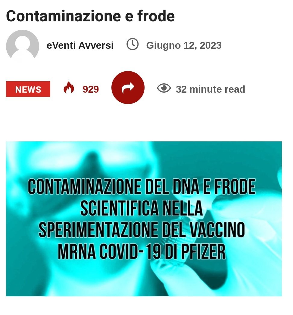 e_Avversi's tweet photo. Contaminazione del DNA e frode scientifica nella sperimentazione del vaccino mRNA COVID-19 di Pfizer                               

https://t.co/Wrxeu6Ajo8

#COVID19 #vaccineinjuries #mRNA #VaccineSideEffects #Pfizer #frode #sv40 #EventiAvversiNews https://t.co/sgOetNOggd
