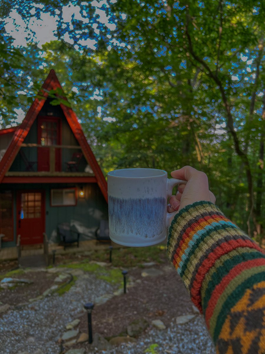 gm from my coffee cup to yours 🫶🏻☕️🌲 #cabin #cabinlife #aframe #aframecabin #airbnb #airbnbs #airbnbcabin #granolagirl #ContentCreator #contentcreation #nature #NaturePhotograhpy #cozy #cottagecore