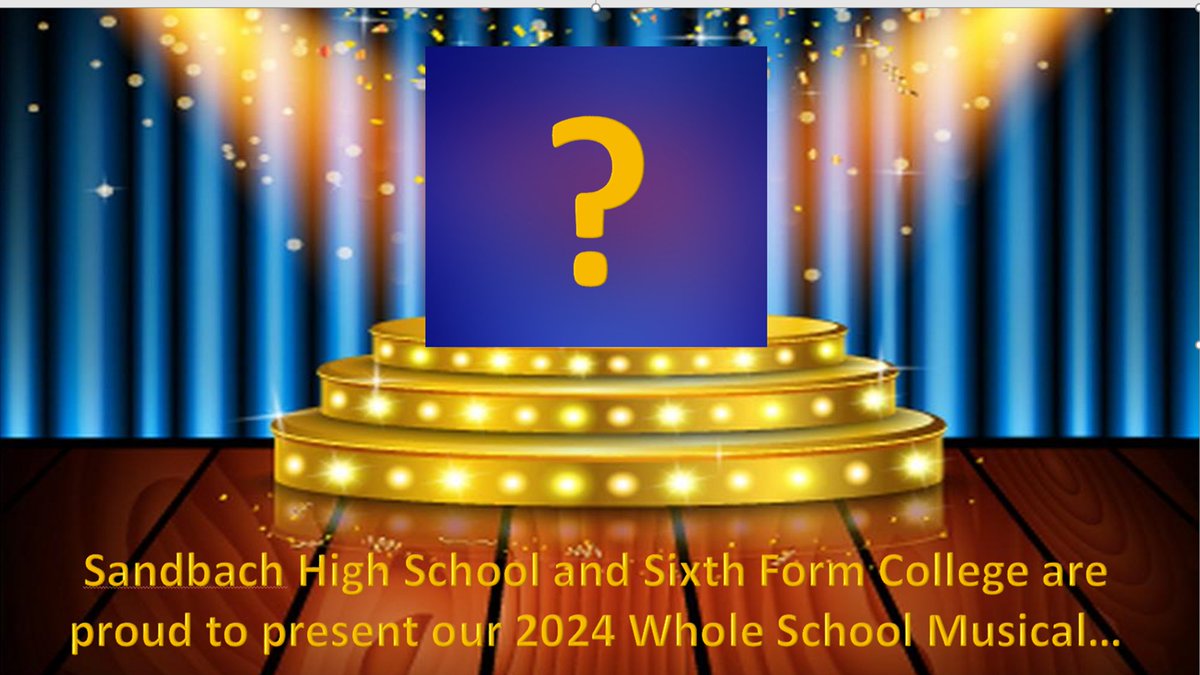 sandhighdrama's tweet photo. It is time to announce our musical for 2024! Keep your eyes on the twitter pages this week for some little hints before we reveal what it is! https://t.co/rxOT5SyuWw