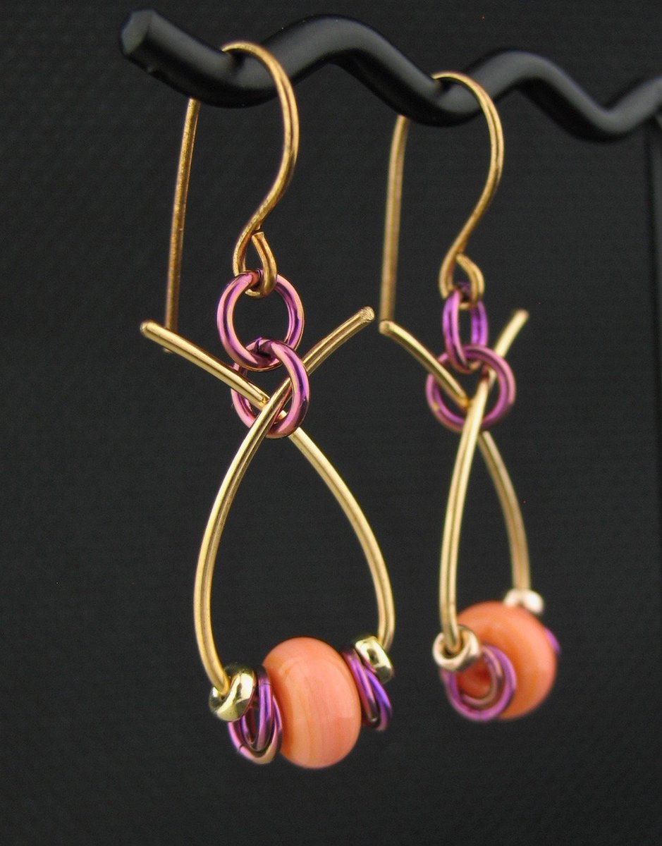 Hypoallergenic niobium earrings in my #etsy shop: Bronze Niobium Wire Peach Lampwork Earrings etsy.me/45XFbLI #bronzeearrings #orangejewelry #lampworkearrings #wireearrings #niobiumearrings #niobiumjewelry #hypoallergenicearrings #wiredlampwork #giftforher