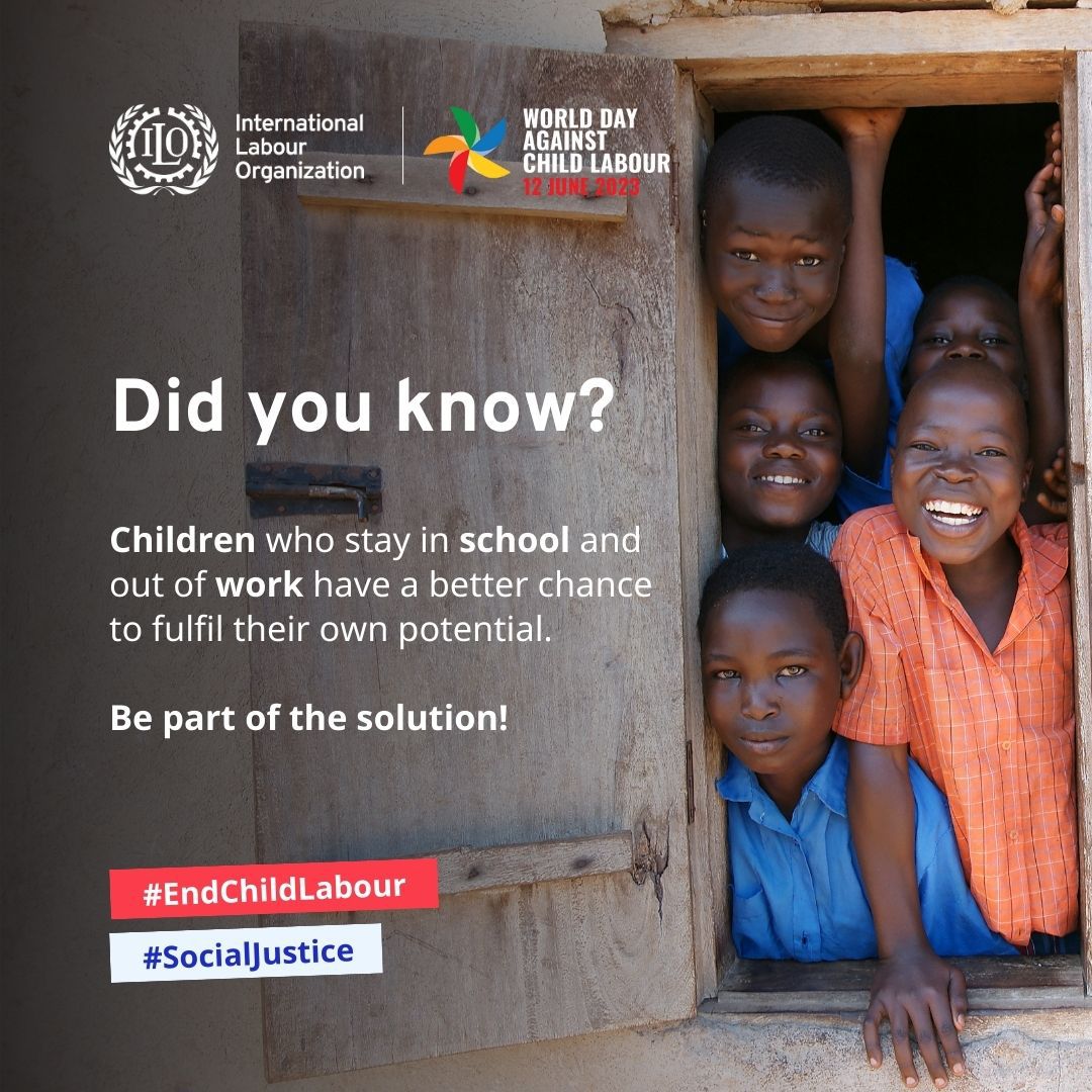 Every child deserves a childhood filled with;

😁laughter,
💖love, and
🌟dreams;
❌ not exploitation and labour.

On this #NoChildLabour day, let's amplify their voices and advocate for their rights. (1/2)