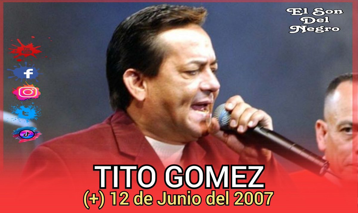 TITO GOMEZ
#ElSonDelNegro #SalsaBrava
Falleció de un paro cardíaco en Cali. El infarto se dio mientras descansaba en un hotel en el sur de esa ciudad. La noche del sábado había deleitado con sus interpretaciones a los asistentes al estadio Hernán Ramírez Villegas de Pereira.