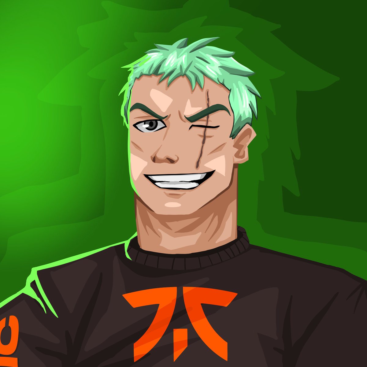 JMDesigns05's tweet image. Zoro X @FNATIC 
A redo of a old idea where I draw characters in my style with merch on of certain esport teams ! 
I could really use the support so it’s appreciated!