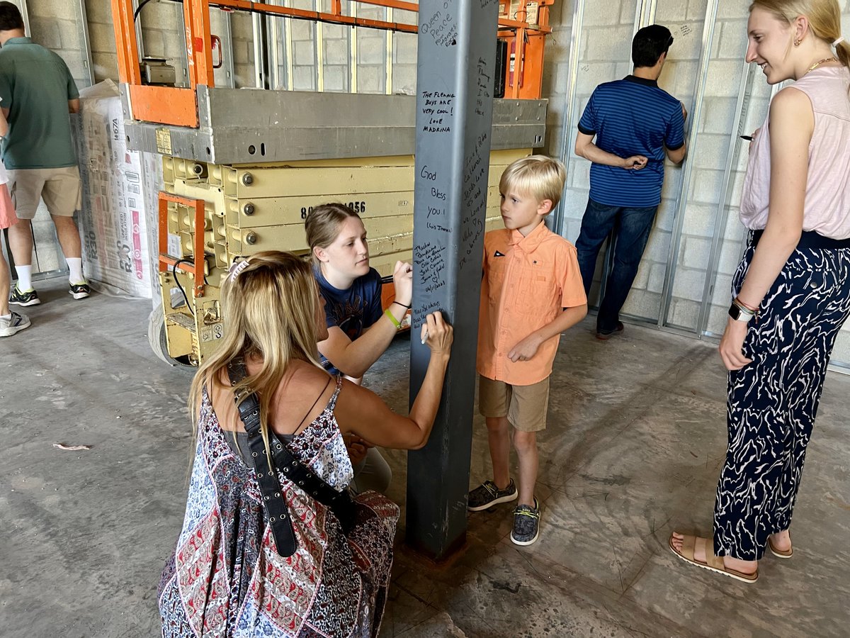 parrishmccall's tweet photo. This weekend, Queen of Peace parishioners had the opportunity to see the progress of the St. Joseph's Center &amp; on the framing write blessings, prayers and well wishes for the center and for all that will visit. Thank you to all that attended! #QOP #ParrishMcCall #StudSigning https://t.co/taAIBQebPN