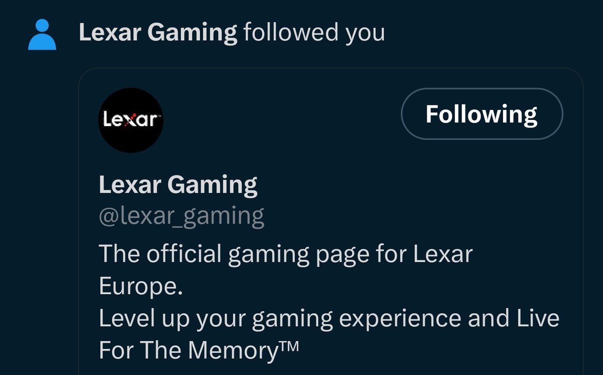 We have been chosen! Thanks for the follow @lexar_gaming