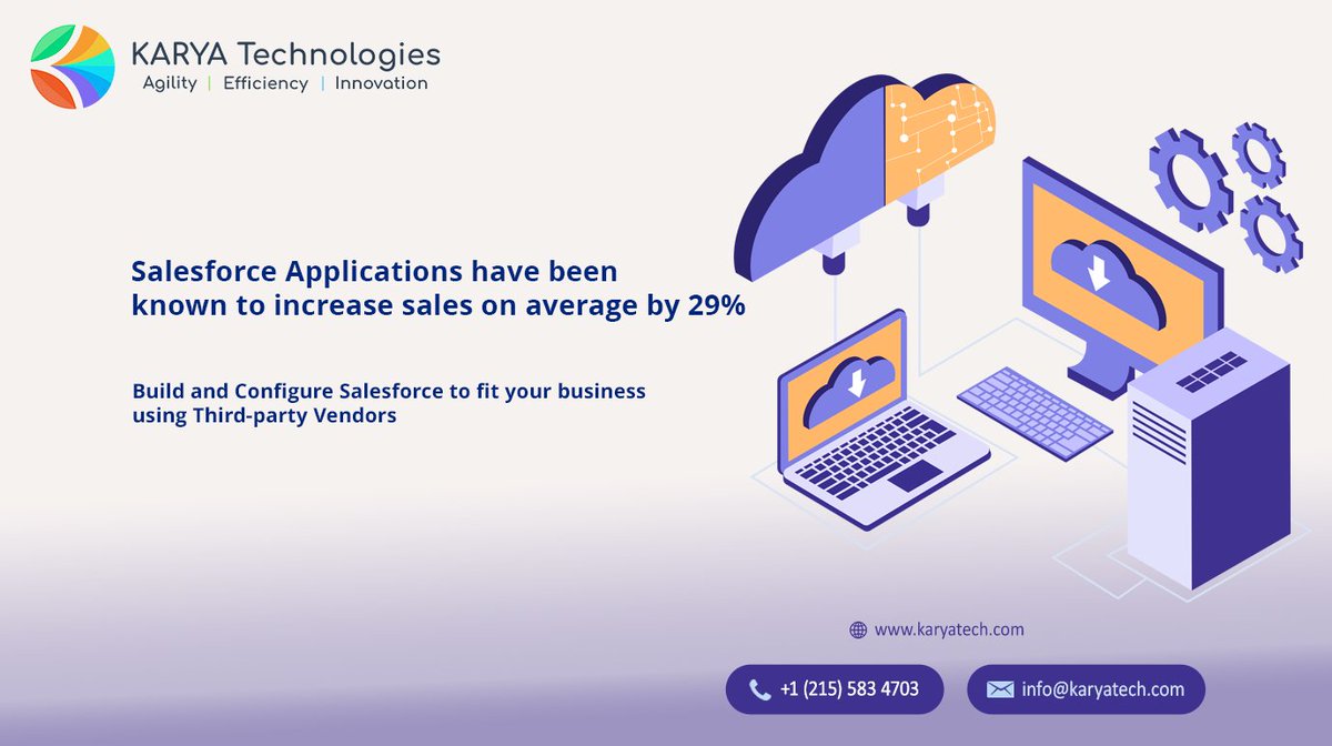 KARYATechInc's tweet image. It is a proven fact that Salesforce applications have been known to increase sales on average by 29%. Contact Karya Technologies to learn how to take your business to the next level with Salesforce.
#salesforcecloud #salesforce #salesforcedeveloper #salesforcepartner