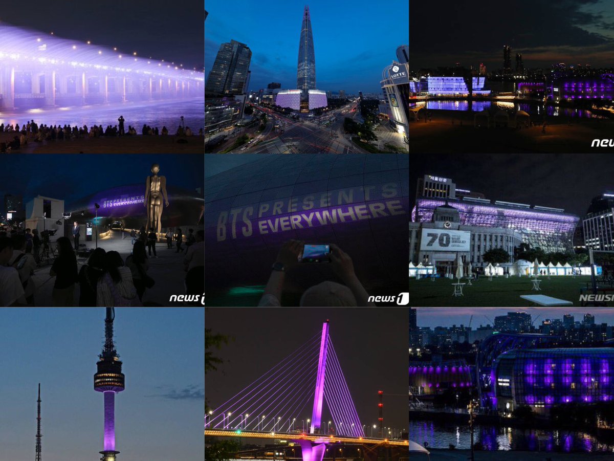 South Korea - Seoul turned purple to celebrate #BTS10thAnniversary 💜

Impact 😌💜
#10yearswithBTS
#BangtanTurns10
#10YearsOfAPOBANGPO
#BulletProofingSinceADecade
#ADecadeAndCounting
#BestFriendsSince10Years
#1DecadeWithBTS
#OurDecadeLongShiningUniverse
