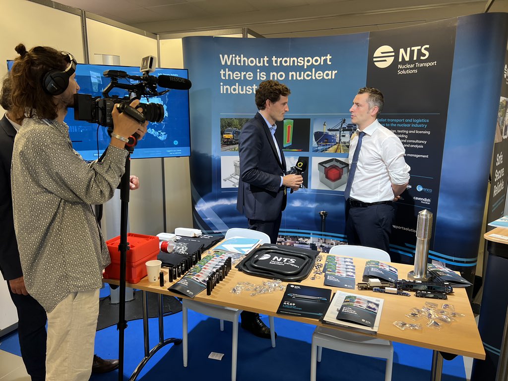 NTSolutionsUK's tweet photo. Our CEO Seth Kybird took the time at #PATRAM22 to speak to 
Thibault Louvet, Head of Strategy, Sales and Operations for @Oranogroup, and PNTL Director, on the vital role transport plays in the nuclear industry. https://t.co/HM2CghBPaw