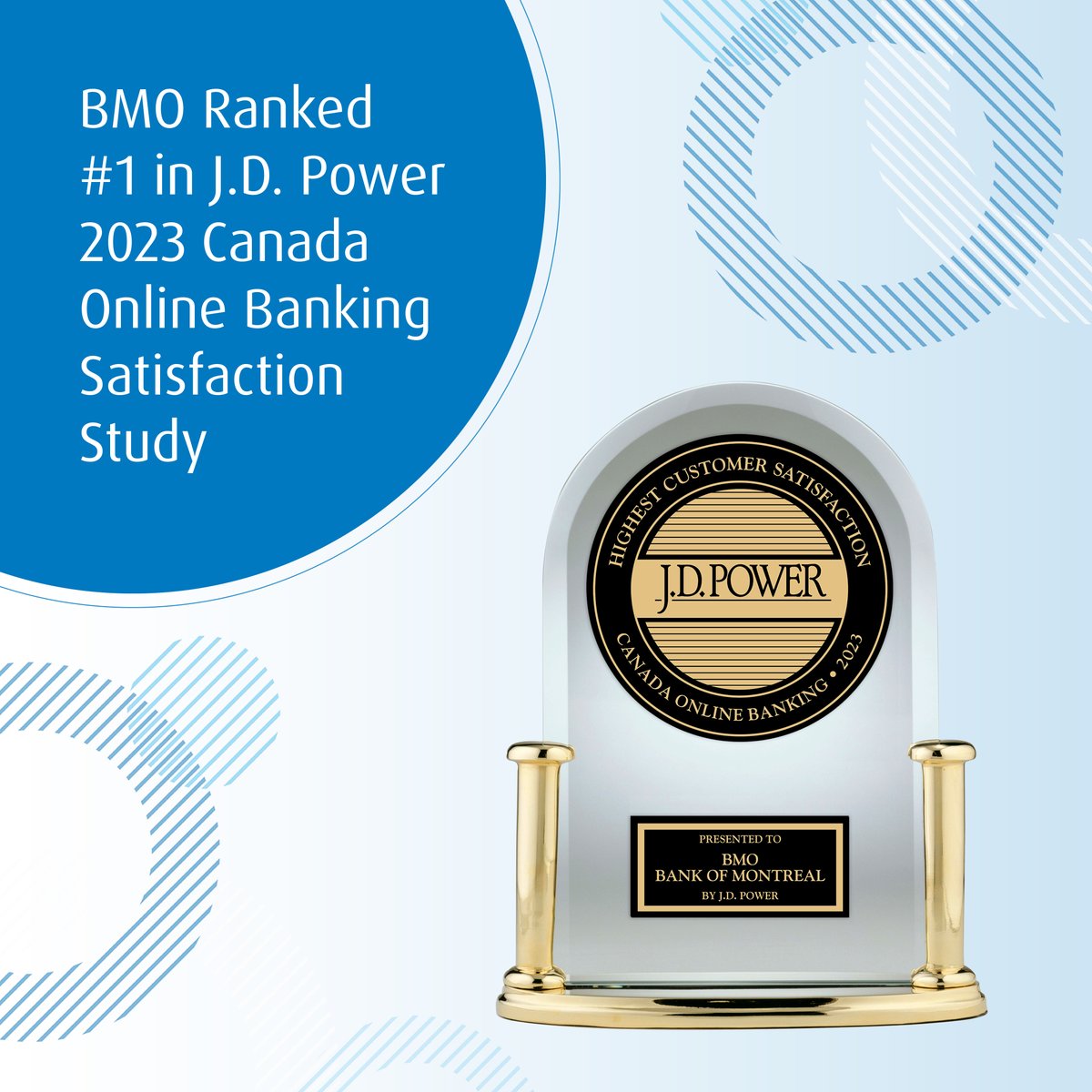 Thank you to our customers for recognizing BMO as #1 in Customer Satisfaction with Online Banking in the <a href="/JDPower/">J.D. Power</a> 2023 Canada Online Banking Satisfaction Study, which measures customer satisfaction with financial institutions’ website banking experience. spr.ly/6016O07tC