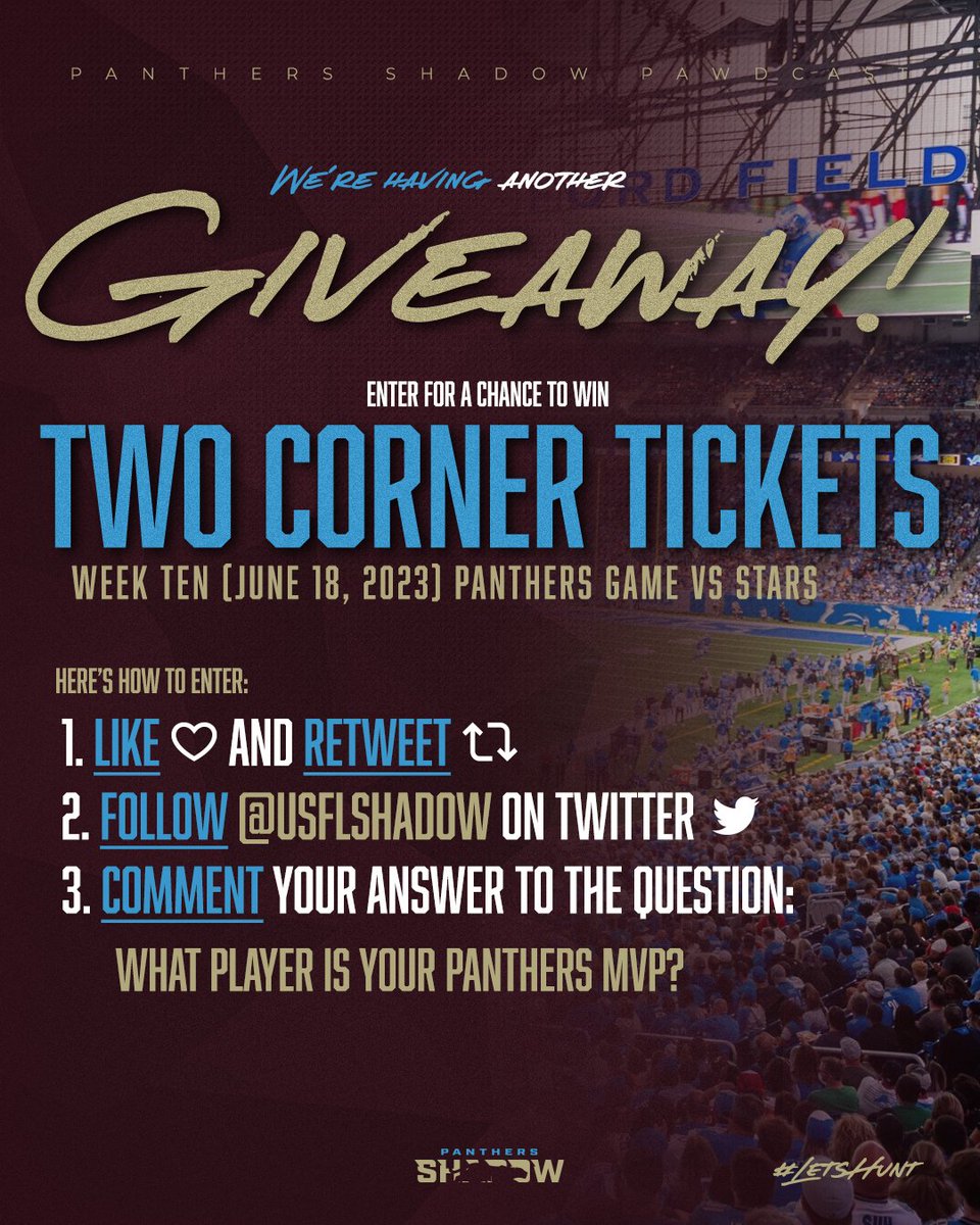 One more game. One more chance. One more giveaway!

Follow the instructions in the graphic for a chance to win a pair of ticket to Sunday's game vs the Stars. This game has playoffs on the line.

Answer by 11:59pm Wednesday, June 15th.

#USFL #LetsHunt #HuntingSZN #ForPhilly