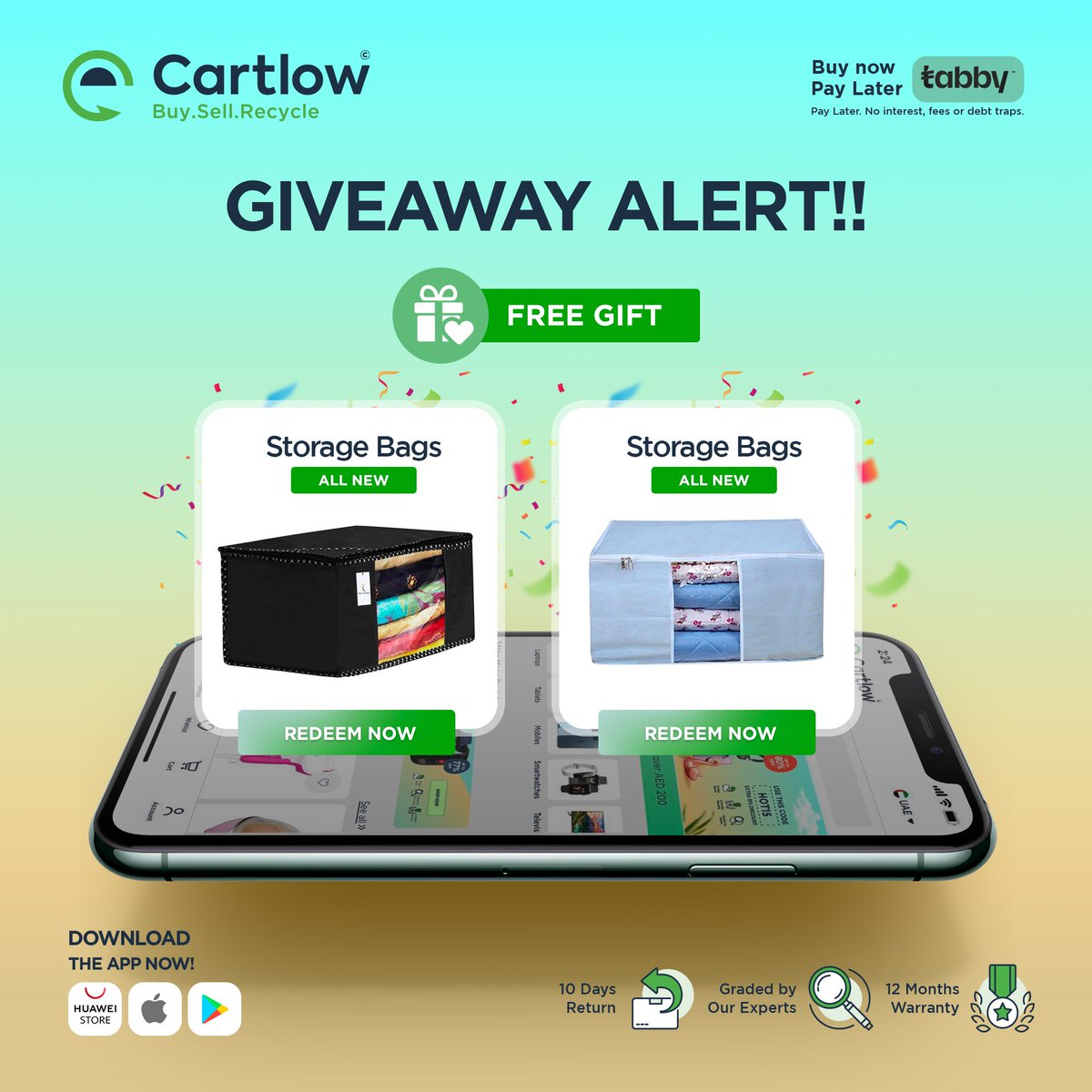 Giveaway Alert!🚨 
Staying organized just got easier with our spacious storage bags🤩And guess what? We’re giving one away with every order😉
Place any order on Cartlow and get a free storage bag delivered with your order🥳 
Limited quantity, hurry up and secure yours already🛒
