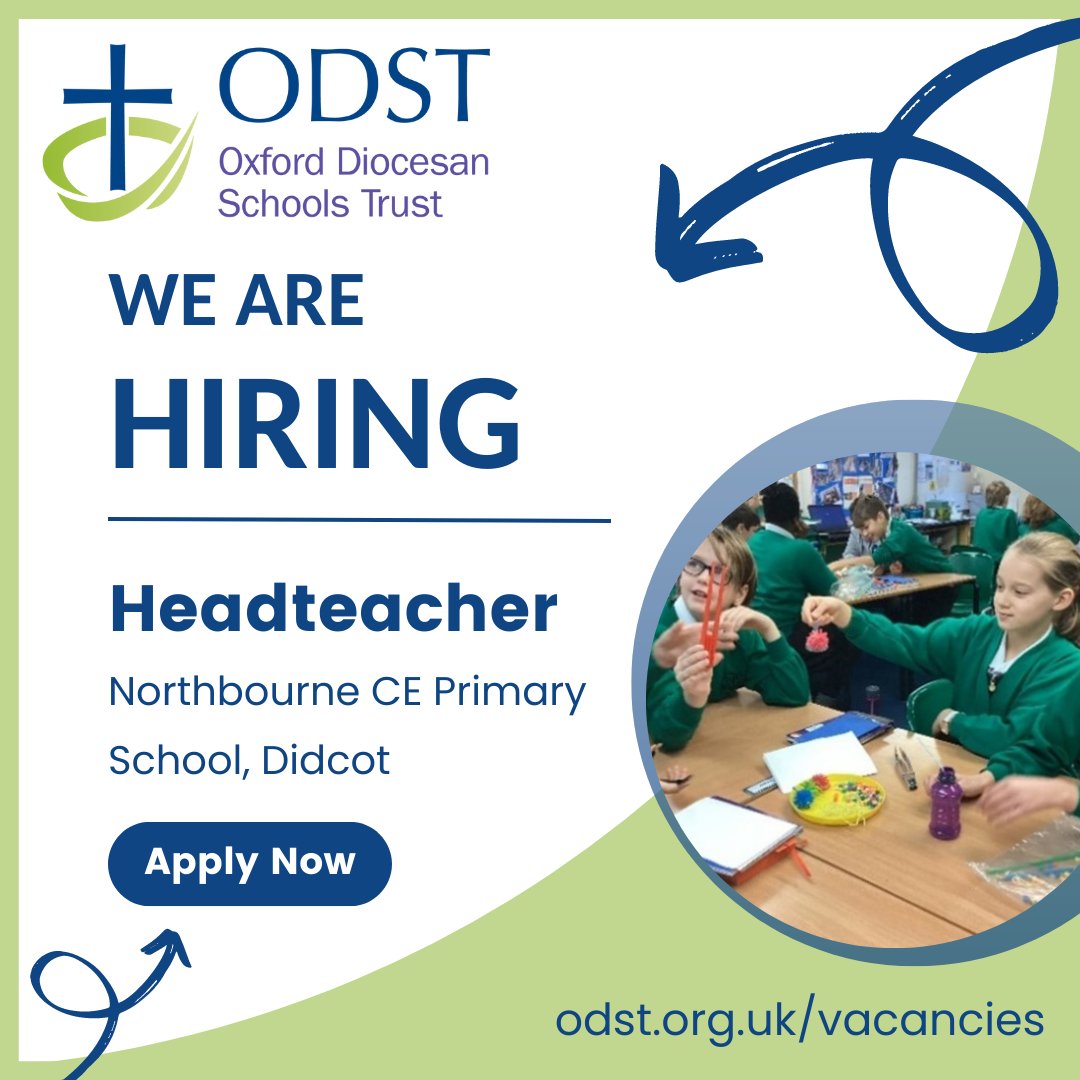 We're looking for a headteacher for the wonderful Northbourne CE Primary, Didcot. Find out more ow.ly/7e1i50OLJ7w
