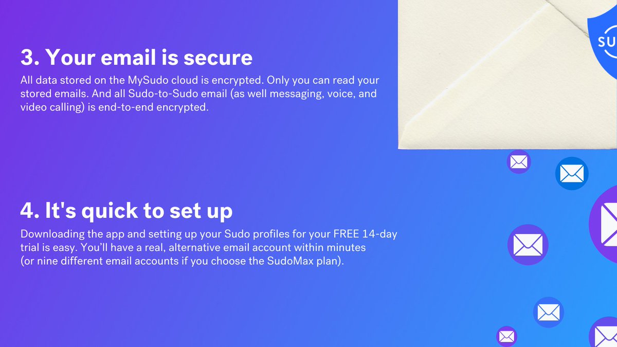 MySudoApp's tweet photo. ๐ง Celebrate #NationalEmailWeek with MySudo's private email and enjoy these 5 amazing benefits:
1๏ธโฃ Can avoid spam and scams
2๏ธโฃ Alleviates the risk of overusing personal information
3๏ธโฃ Email is secure
4๏ธโฃ Quick to set up
5๏ธโฃ Keeps your inbox organized
#PrivacyApp #PrivateEmail https://t.co/gv8kdY7AlS