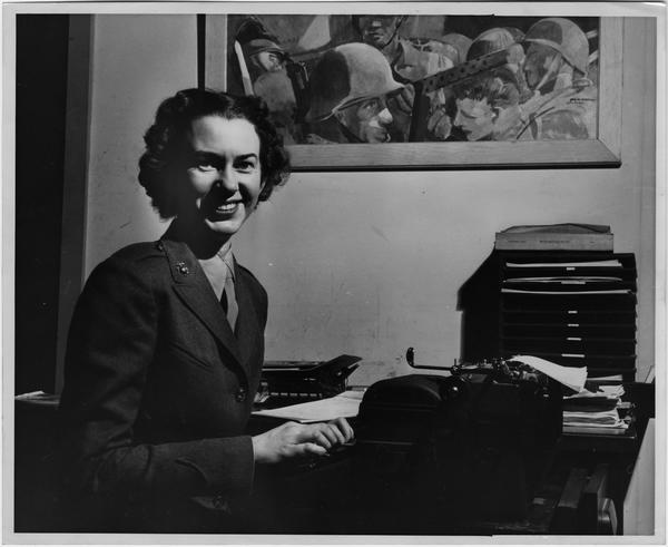 In 1943, Mary Dickson, who served in the U.S. Marine Corps Women's Reserve (WR), did not have a case of the Monday blues while posing in her office at the Southern Procurement Division of the Marine Corps in the public relations office in Atlanta, Ga. #militarymonday #wvhp #uncg