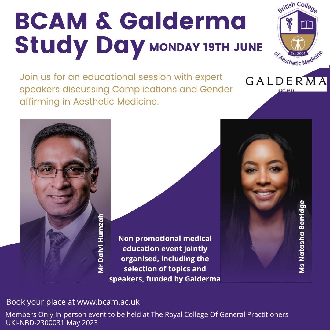 BCAM &amp; Galderma have come together to create a free of charge study day exclusively for BCAM Members!

It will take place on Monday 19th June at the Royal College of General Practitioners from 9am to 12.30pm.

For more information and to book click here: bcam.ac.uk/events/60/bcam…