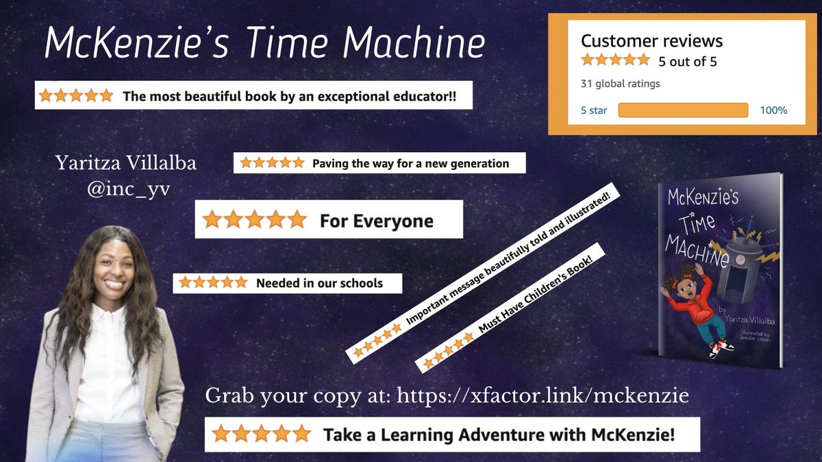 How exciting!
@M_Time_Machine just past thirty 5 ⭐️ reviews.
Take a learning adventure with McKenzie
Grab your copy at: xfactor.link/mckenzie
And meet author @inc_yv at #ISTElive23 
Illustrated by the talented @mrsleban 

@MatthewXJoseph @annkozma723 @mbfxc @MicrosoftFlip