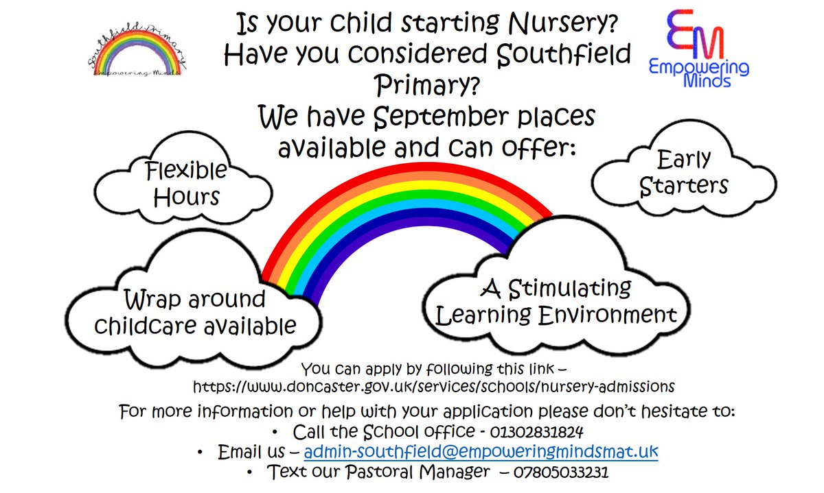 Looking for a Nursery place for September? Southfield have places available!