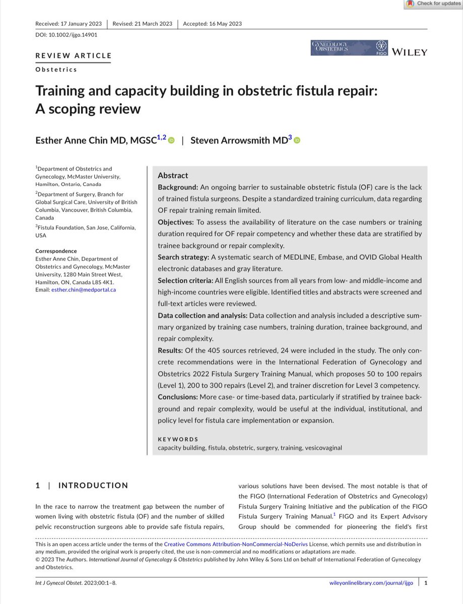 The birth of a scoping review. 9️⃣ months in the making!
. 
To our knowledge (Dr. Steve Arrowsmith @Fistula_Fdtn), this is the 1st scoping review on training / capacity building in obstetric fistula repair 📋 As mentioned in the discussion section, it is hoped that…(🧵 1/2)