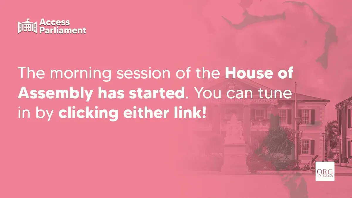 The House of Assembly has started its morning session.

You can tune in by clicking either of these links: 

Video Stream: buff.ly/43Rcpus 
Radio: buff.ly/3JjVKWG