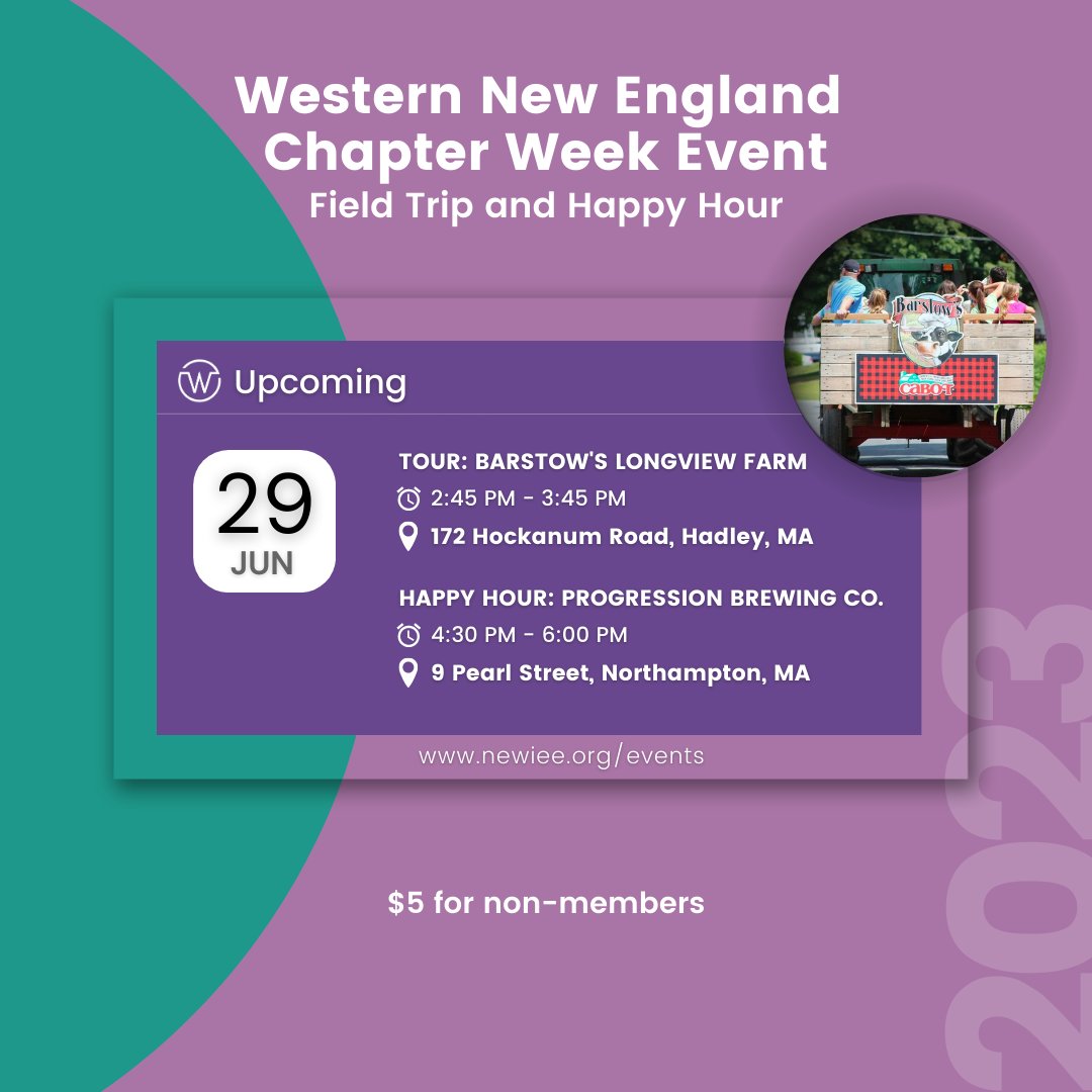 NEWIEE (@newomeninee) on Twitter photo NEWIEE CHAPTER WEEK: Western New England: Join us June 29 for a field trip to <a href="/BarstowDairy/">Barstow's Dairy</a> followed by happy hour networking at <a href="/ProgBrewCo/">Progression Brewing Company</a>!
MORE INFO: newiee.org/event/western-…
#HadleyMA #NorthamptonMA NEWIEE CHAPTER WEEK: Western New England: Join us June 29 for a field trip to <a href="/BarstowDairy/">Barstow's Dairy</a> followed by happy hour networking at <a href="/ProgBrewCo/">Progression Brewing Company</a>!
MORE INFO: newiee.org/event/western-…
#HadleyMA #NorthamptonMA
