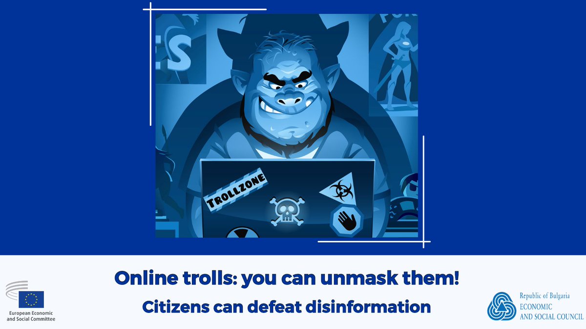 ✊🏼#EUCivilSociety can defeat disinformation!

🧌 Internet trolls spread false information creating online toxicity & social division: beware!
🔗eesc.europa.eu/disinfo

#НеСеЗаблуждавайте  #BGvsDisinfo