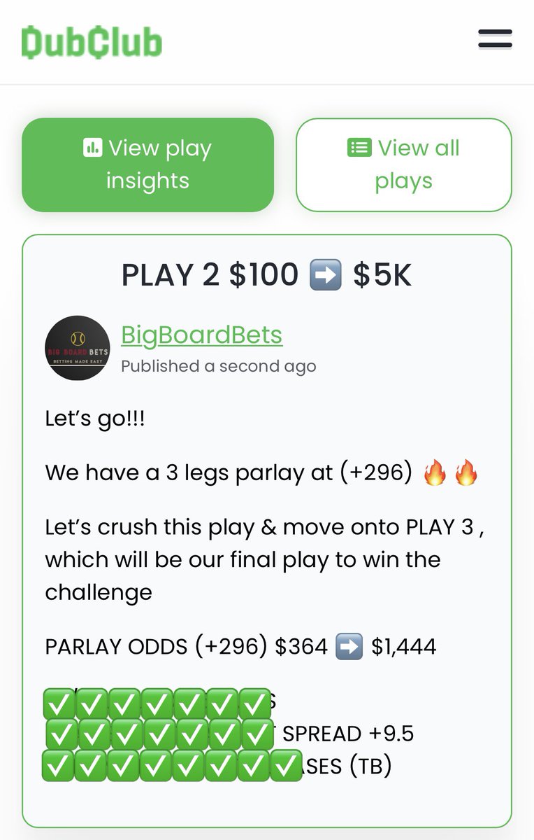 SGP_Vick's tweet image. PLAY 2 $100 ➡️ $5,000 CHALLENGE

I JUST POSTED FOR ALL MY DUBCLUB SUBSCRIBERS ⭐️⭐️

We need 120 more likes + retweets for me to post in on Twitter 🥜🥜🥜

MOST LIKELY it will be posted, because we will get to the 250 💰
But if you don’t want to wait, then sub today…