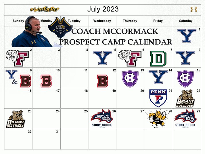 CoachRMcCormack's tweet photo. Lets Just say....WE are no stranger to prospect camps and recruiting! 

@CorsairFootball WE ALWAYS WORK! June &amp; July Prospect Camp Schedule! 40 camps in 61 days! 
Looking for ELITE @UMassD @UMassDAthletics Corsairs! 

See you on the recruiting trails! #WinTheRep https://t.co/7ESPujInD0