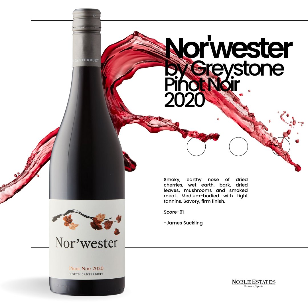 Nor'wester by Greystone Pinot Noir 2020 is available through LCBO Vintages! 🍷