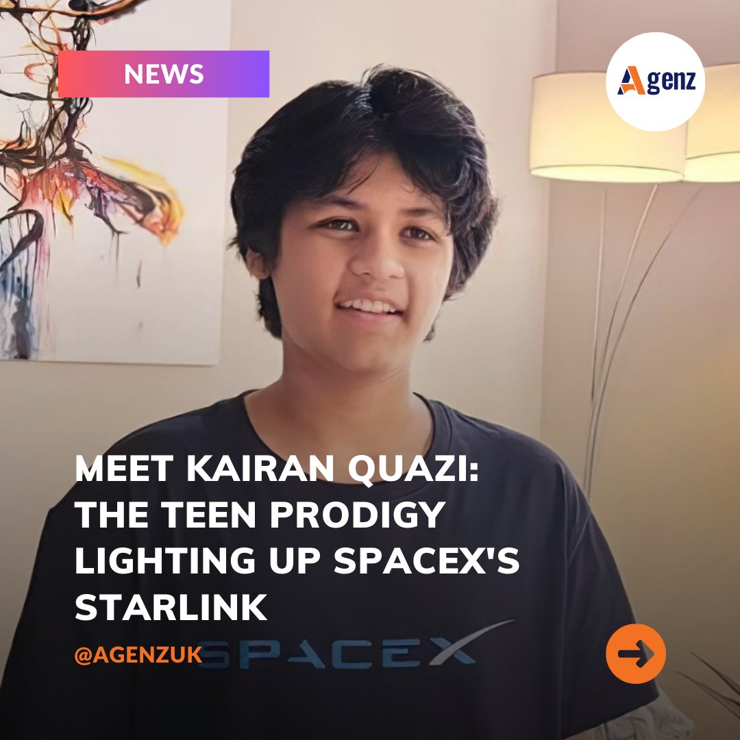 AgenzUk's tweet photo. 14-year-old prodigy Kairan Quazi joins SpaceX's Starlink team as a software engineer! 🚀 

From advanced language skills to AI research, his extraordinary journey leads to this incredible opportunity. Congratulations, Kairan! 🌟 #SpaceX #Prodigy #Innovation https://t.co/miyvO52HPW