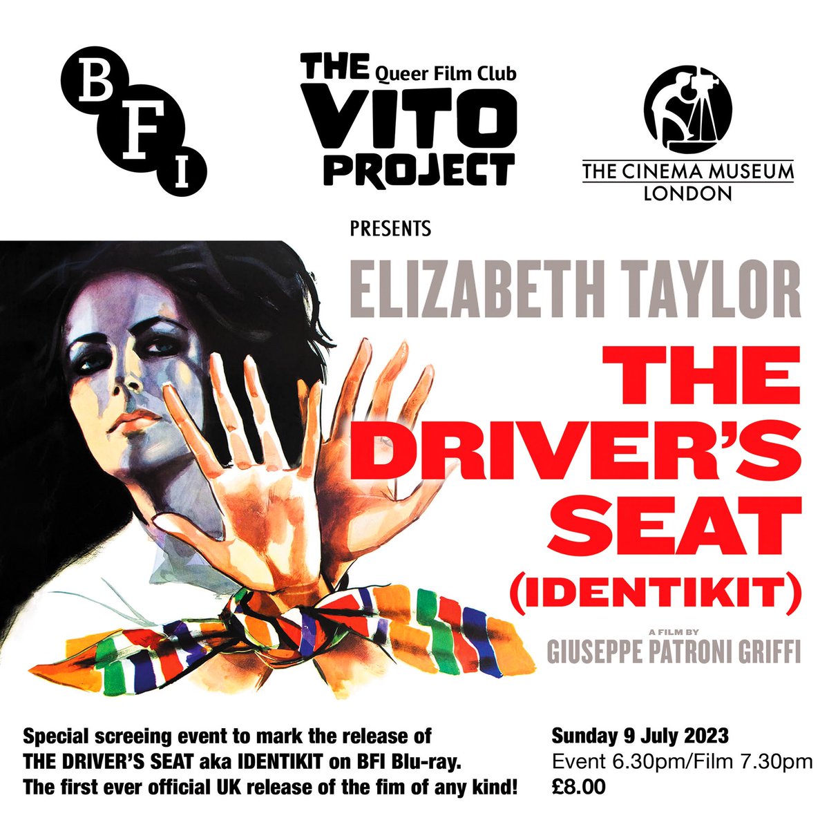 Excited to collaborate with our friends <a href="/TheVITOProject/">The VITO Project Queer Film Club</a> on a special screening of THE DRIVER'S SEAT celebrating its <a href="/BFI/">BFI</a> Blu-ray release - the first in any format in the UK!

9 July at the wonderful <a href="/CinemaMuseum/">The Cinema Museum</a>
Blu-rays to be raffled on the night

🎟️ tinyurl.com/2hc5kywp