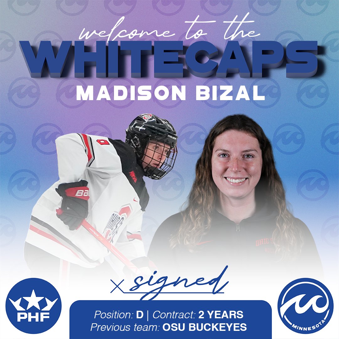 Minnesota Whitecaps (@whitecapshockey) on Twitter photo Another Ohio State Buckeye is returning to the state of hockey for their professional career. Defender Madison Bizal has signed a two-year deal with the Caps.
๐ธ: <a href="/OhioStateWHKY/">Ohio State Women's Hockey</a> | <a href="/madison_bizal/">Madison Bizal</a> | #RollCaps
โ๏ธ: whitecaps.premierhockeyfederation.com/news/ohio-statโฆ Another Ohio State Buckeye is returning to the state of hockey for their professional career. Defender Madison Bizal has signed a two-year deal with the Caps.
๐ธ: <a href="/OhioStateWHKY/">Ohio State Women's Hockey</a> | <a href="/madison_bizal/">Madison Bizal</a> | #RollCaps
โ๏ธ: whitecaps.premierhockeyfederation.com/news/ohio-statโฆ