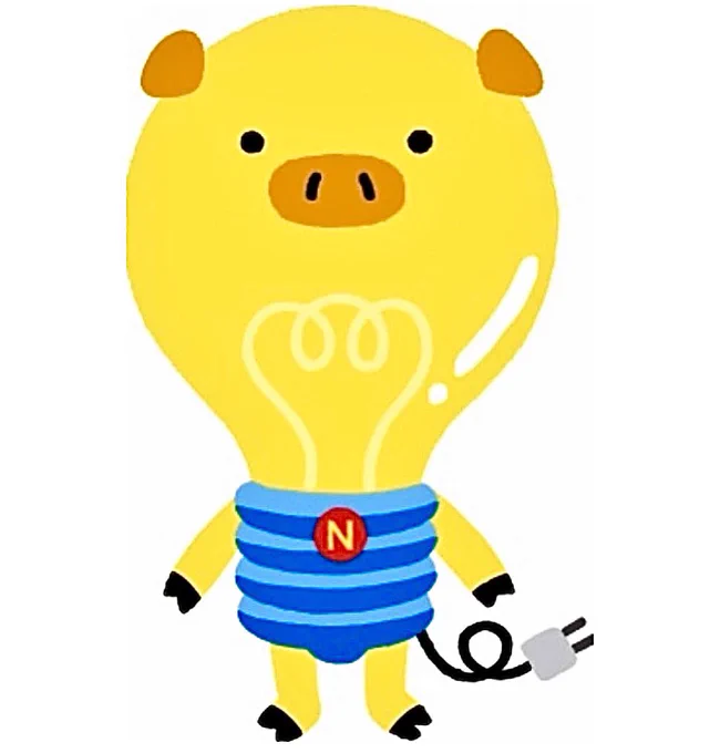 Erabu, a pig mixed with a lightbulb, is the mascot of Nanwa Energy in Kagoshima City.
