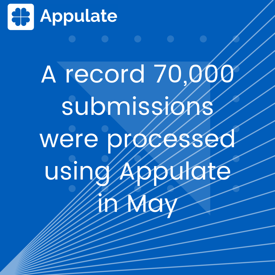 Appulate's tweet photo. 📢Exciting news from your favorite #insurtech📢

#Appulate processed record-breaking 70,000 submissions in the month of May!

If you are an #insurance agent, market, #PEO, or decision-maker for an insurance agency - now is the time to learn more.

https://t.co/PHde77Z87c https://t.co/3HSxMzOV7H