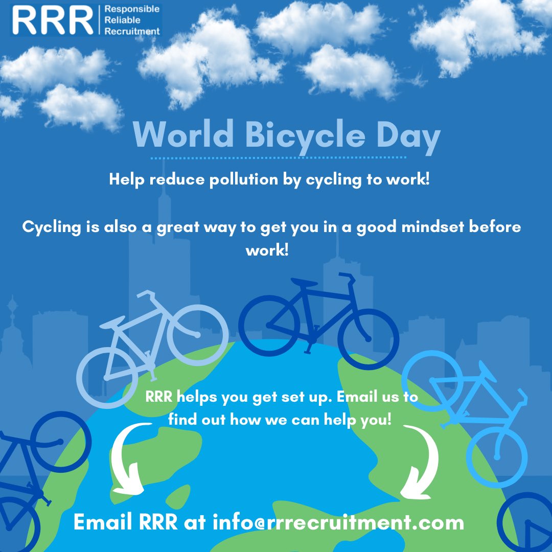This World Bicycle Day why not make a conscious effort to start cycling to work! 🚴‍♂️The weather is certainly looking brighter for it☀️Not only does it help reduce pollution but it is the perfect way to start your day! 🇬🇧💙 #studentteacher #teacherrecruitment #worldbicycleday