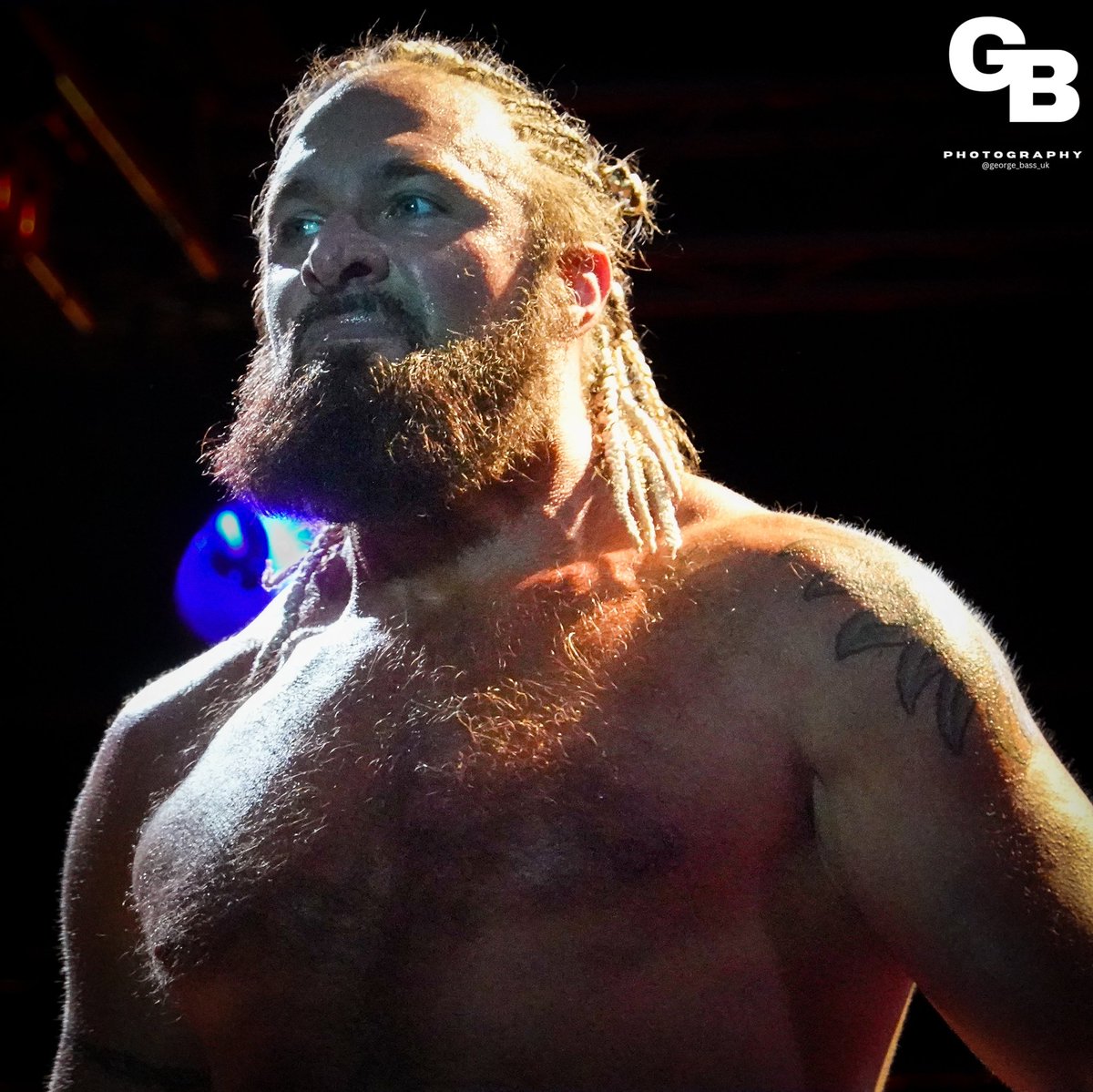 george_bass_uk's tweet photo. The terrifying Murderhawk Monster @LanceHoyt went on a rampage in Lincoln. Only seemingly calming down when #NathanBlack (@PursuitProWres) appeared, claiming to be the new owner of @1ProWrestling. Somehow managing to not get destroyed by both Archer and the crowd! #1PWDD https://t.co/oiWW0k8vpQ