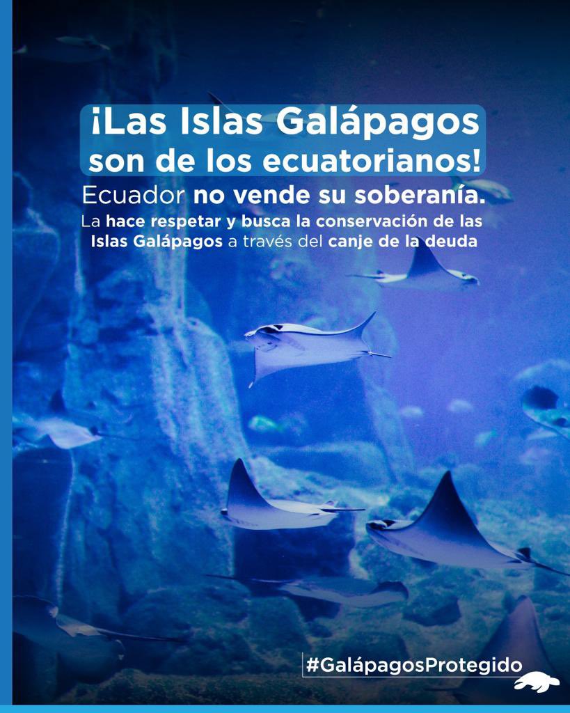 MásGalápagos (@mas_galapagos) on Twitter photo Canjear deuda externa con el apoyo de un ente privado no es ceder soberanía, es garantizar los recursos para que <a href="/armada_ecuador/">Armada del Ecuador</a> y <a href="/parquegalapagos/">Parque Galápagos</a> la hagan respetar en la Zona Económica Exclusiva del #Ecuador y #Galapagos
#GalapagosProtegido Canjear deuda externa con el apoyo de un ente privado no es ceder soberanía, es garantizar los recursos para que <a href="/armada_ecuador/">Armada del Ecuador</a> y <a href="/parquegalapagos/">Parque Galápagos</a> la hagan respetar en la Zona Económica Exclusiva del #Ecuador y #Galapagos
#GalapagosProtegido