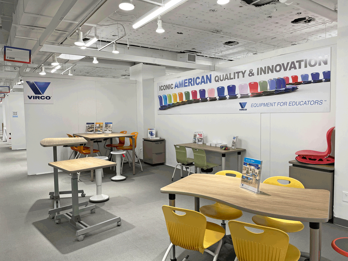 VircoInc's tweet photo. Good morning #NeoCon2023! Visit Virco in booth #7-2030 to check out our #RoomToMove flexible furniture solutions. https://t.co/0cWYLic2AT