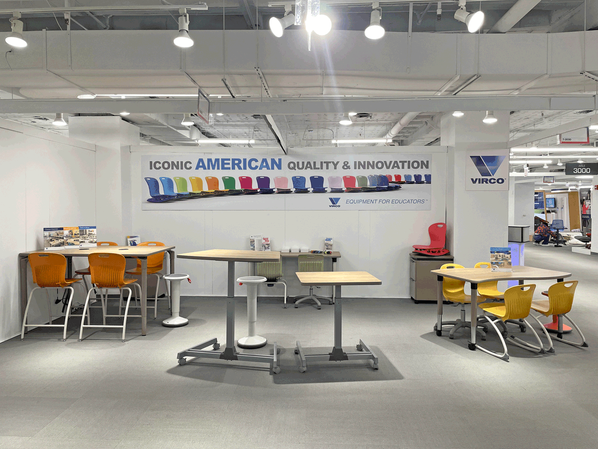 VircoInc's tweet photo. Good morning #NeoCon2023! Visit Virco in booth #7-2030 to check out our #RoomToMove flexible furniture solutions. https://t.co/0cWYLic2AT