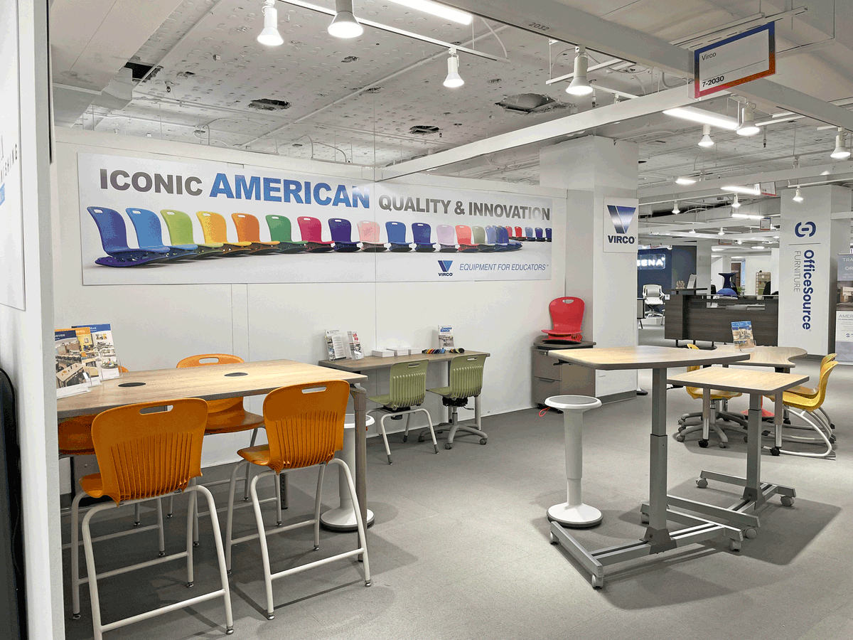 VircoInc's tweet photo. Good morning #NeoCon2023! Visit Virco in booth #7-2030 to check out our #RoomToMove flexible furniture solutions. https://t.co/0cWYLic2AT
