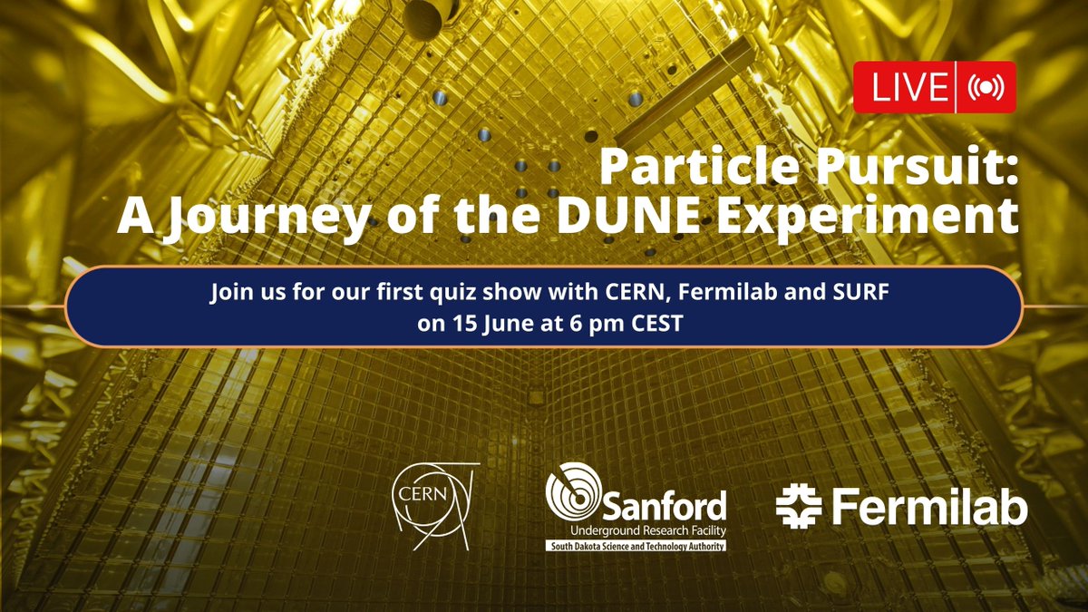 Have you heard about DUNE?
And no, we don’t mean the movie…

To learn about all things #neutrinos, join #CERN, <a href="/Fermilab/">Fermilab</a> and @Sanfordlab on 15 June at 18.00 CEST for our first gameshow-style livestream #DUNEParticlePursuit, a journey of the Deep Underground Neutrino Experiment.