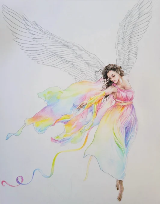 オリジナルのカラフルな天使のイラストも製作中です
