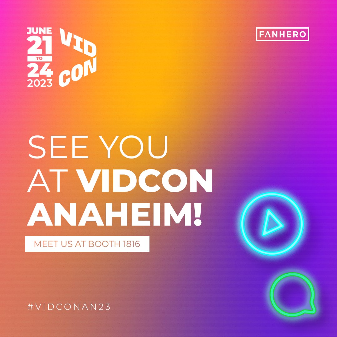 FanHeroApp's tweet image. Exciting news! 📣 FanHero is landing at #VIDCON2023 in Anaheim 🎉 🚀 Don&apos;t miss our giveaways, live demos, and surprises! 🎁  Can&apos;t wait to meet all creators and fans! 🎥✨ Stay tuned for more updates. 🌟 #VIDCON2023 #VideoMonetization 
#VideoNFT
#VideoAI
