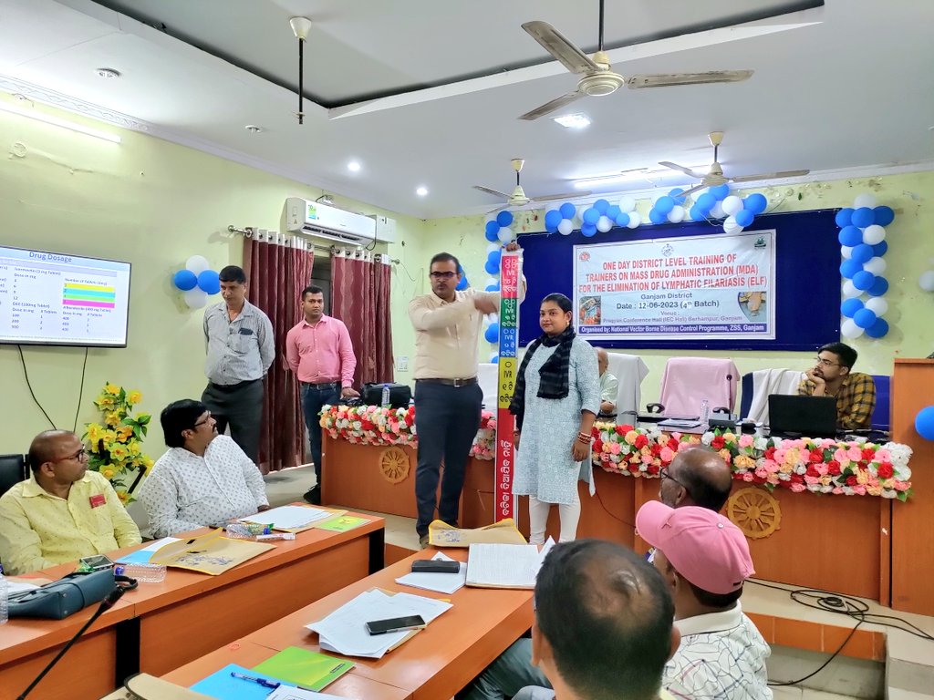 District level ToT (4th batch) on MDA-ELF was conducted today at IEC meeting hall.Ayush MO, MPHS, MPHW, CHO, VBDTS from blocks were attended the training. Dr.Shyam B.Ratha, Zonal Coordinator, WHO-NTD took the sessions as a resource person.
#filariaelimination
#mda2023