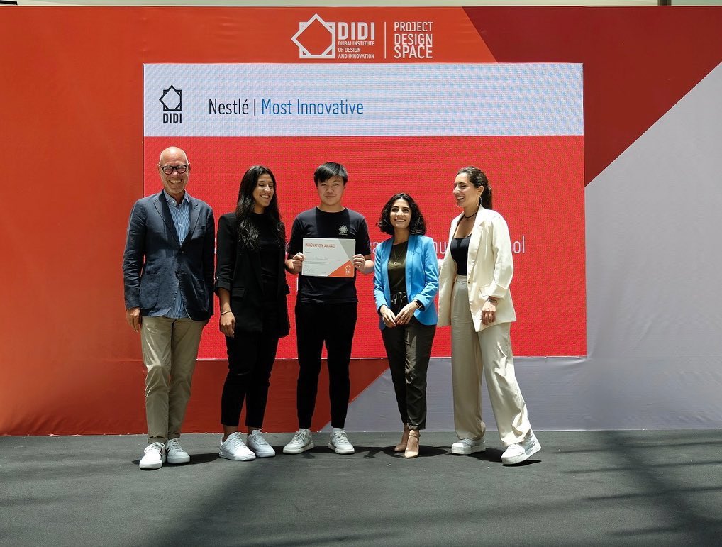 Congrats to International Academy Amman's Designers of Delight for winning Gold at @dididxb 7th Project Design Space! These talented students, along with other winners, responded to Nestlé's challenge. This collaboration supports our commitment to empower 100,000 youth by 2026.💪