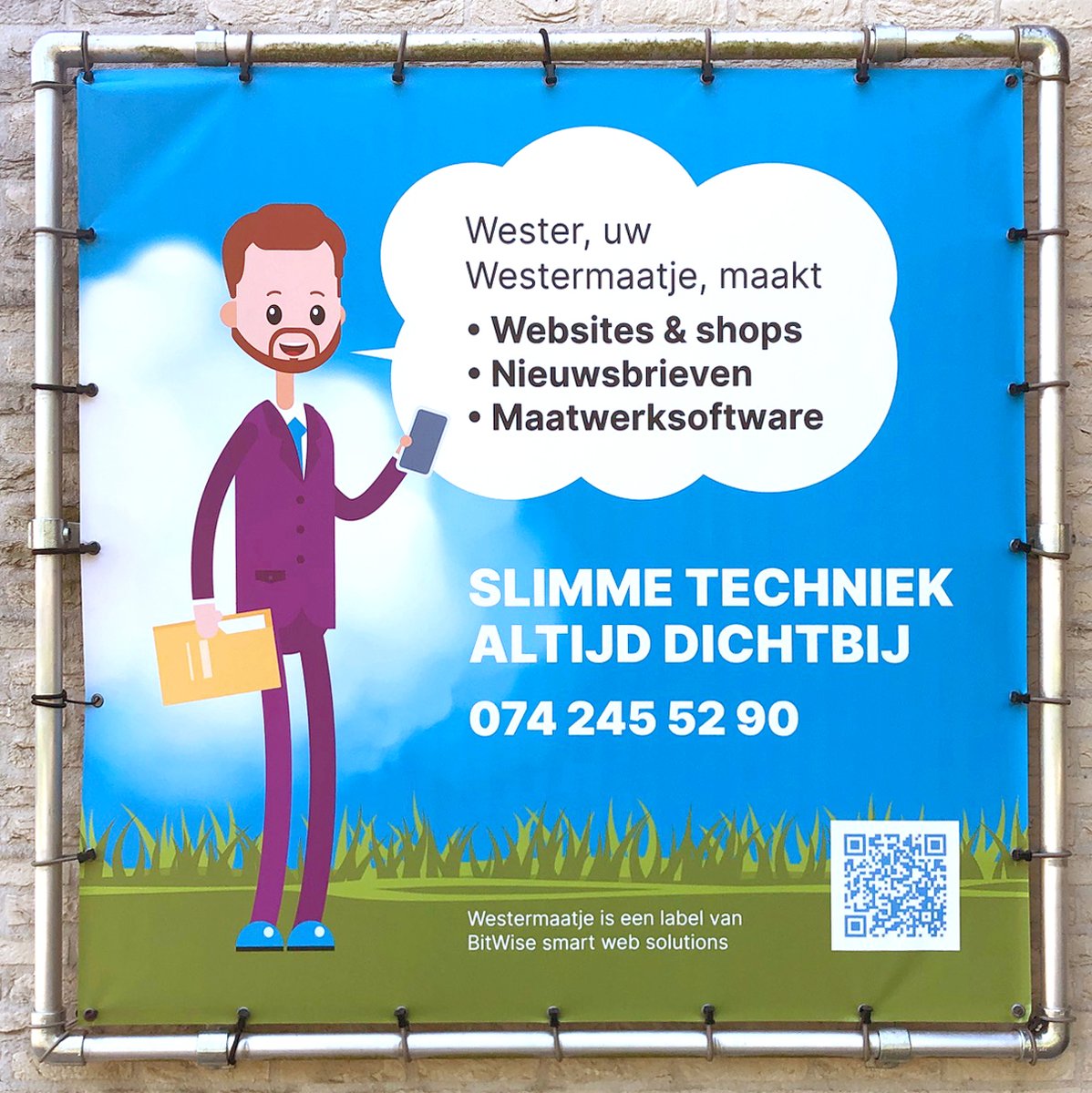 SLIMME TECHNIEK ALTIJD DICHTBIJ 
Graag word ik ook jouw Westermaatje. Ik kom graag eens langslopen/fietsen om een bakkie te doen. Bel 074 245 52 90 of vul het contactformulier in op de website  bitwise.nl/westermaatje