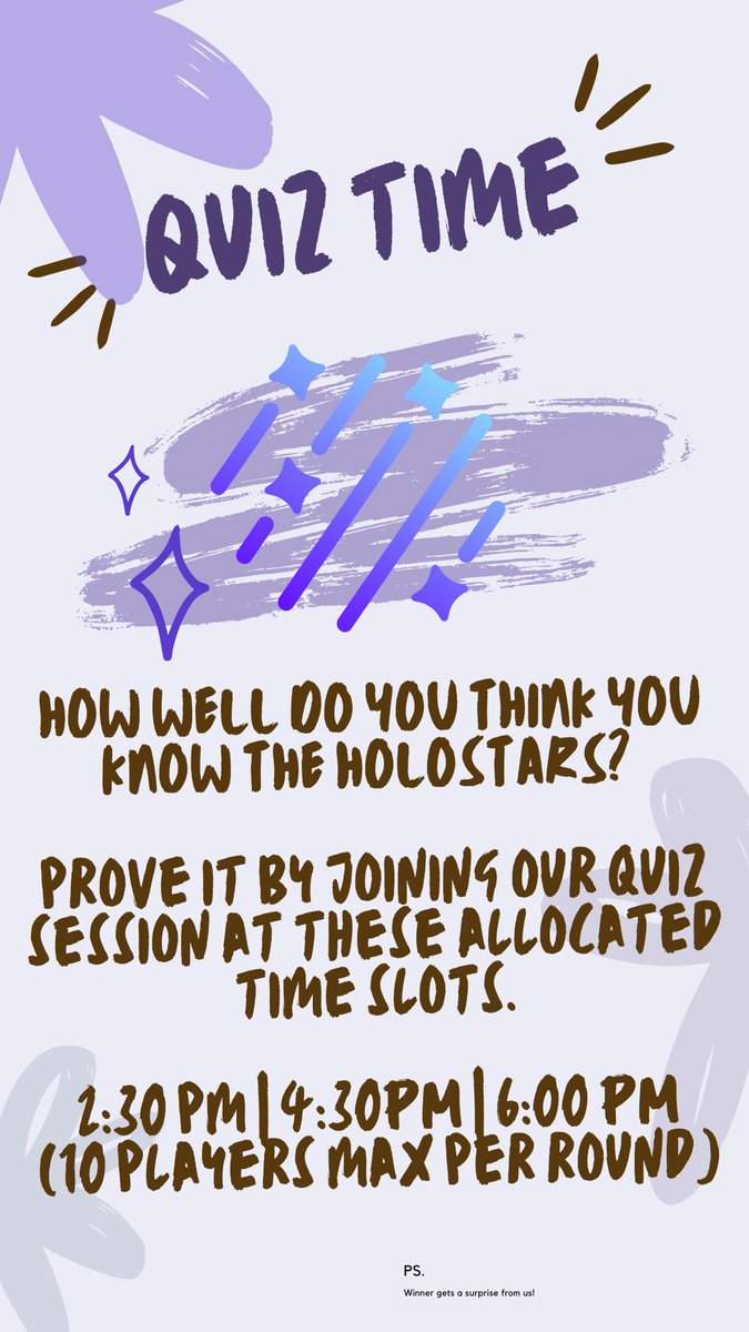#2 Test your knowledge about Holostars with a quiz session. How familiar are you with them?💭

❗There are only a few slots available at the selected time. May the fastest fingers win~!
※Stay tuned on Twitter for announcements that will be made on the day.

#Holostars4thAnniSG